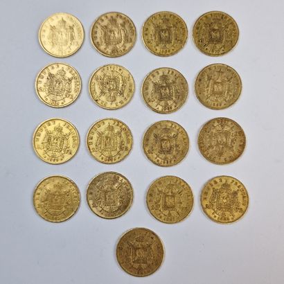 17 PIECES DE 20 FRANCS FRANCAIS OR Napoléon...