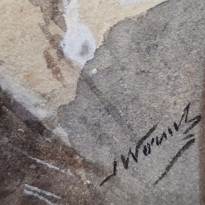 Jules WORMS (1832-1914) 
Suite of 3 gouache-enhanced...