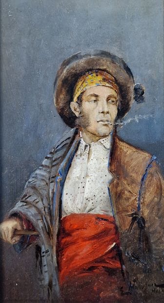 E. RODRIGUEZ (XIX-XXth)
Portrait of a smoker
OIL...