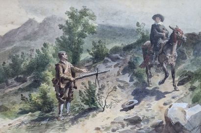 Jules WORMS (1832-1914) 
Suite of 3 gouache-enhanced...