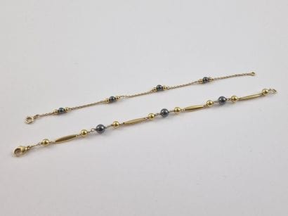 DEUX BRACELETS Modernes en or jaune 750 Millièmes...