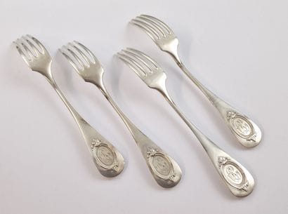 PUIFORCAT - SET OF 4 TABLE FORKS in Minerve...