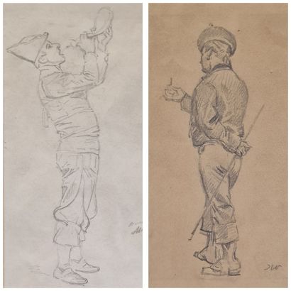 Jules WORMS (1832-1924)
Two studies of male...
