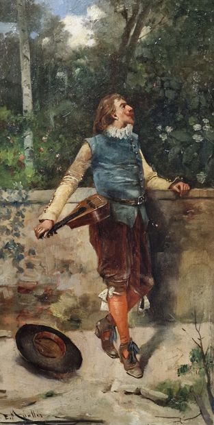 Enrique MIRALLES DARMANIN (1855-1900) 
Troubadour
OIL...