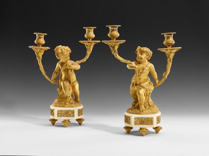PAIR OF CANDELABRES in the Louis XVI Style...