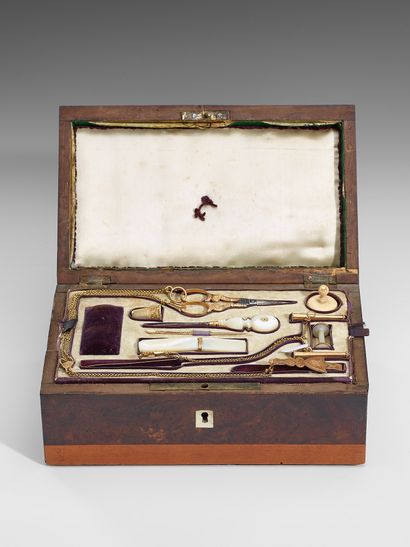 Early 19th century sewing box in native wood...
