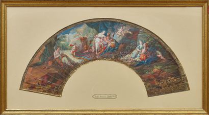 18th CENTURY FRENCH SCHOOL 
Fan leaf 
Gilded...