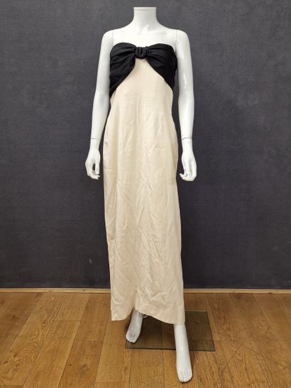 LANVIN - Long strapless dress in ecru, black...