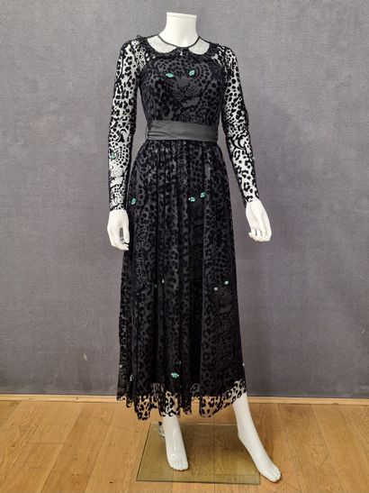 Red VALENTINO - Black lace long dress with...