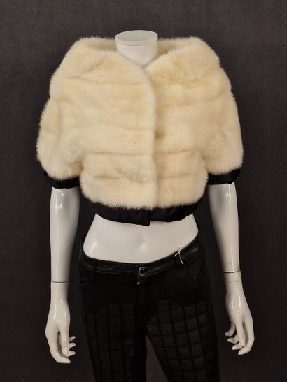 J.MENDEL - BOLERO in pearl mink and black...
