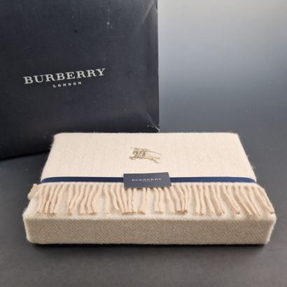 BURBERRY - Beige herringbone chiné wool CHARPE,...