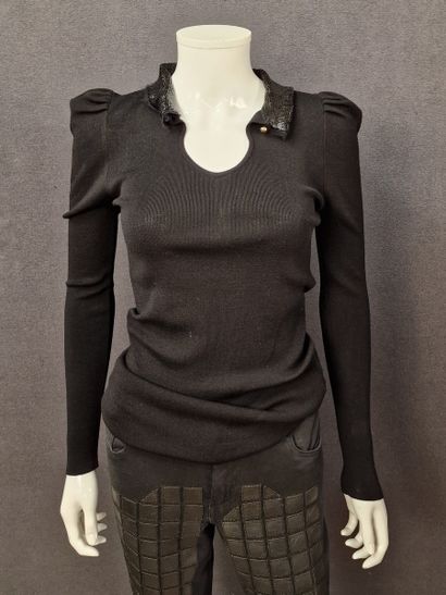 Emilio PUCCI - Black wool top, color-beaded...