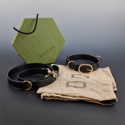 GUCCI - ENSEMBLE pour chien en cuir noir...