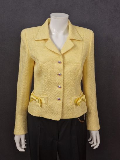 ESCADA - Yellow tweed jacket with bow detail....