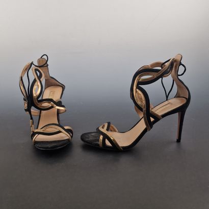 AQUAZZURA - PAIRE DE SANDALES en agneau velours...