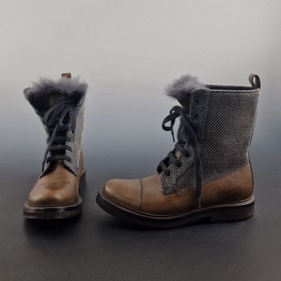 Brunello CUCINELLI - PAIR OF BOOTS in anthracite...