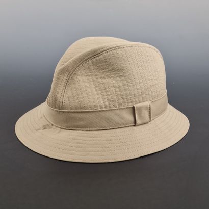 BURBERRYS - TRILBY in beige topstitched cotton,...