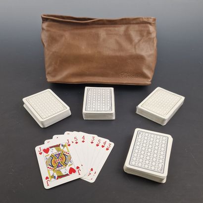 CHOPARD - ETUI A JEUX DE CARTE en cuir marron....