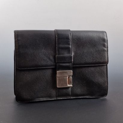 LANCEL - SAC POCHETTE en cuir grainé noir...