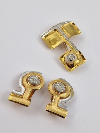 Pierre CARDIN - DEMI-PARURE en métal doré...