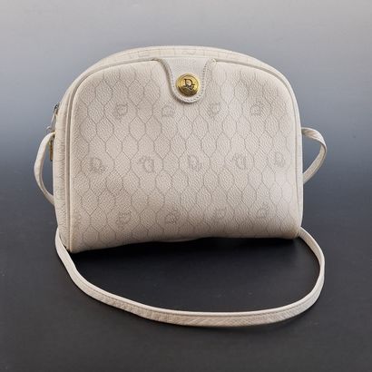 Christian DIOR - SAC 21cm en toile blanche...