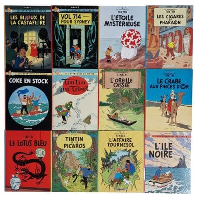 12 ALBUMS TINTIN (Hergé) Edition Casterman...