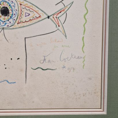Jean COCTEAU (1889-1963)
Profil aux poissons
LITHOGRAPHIE...