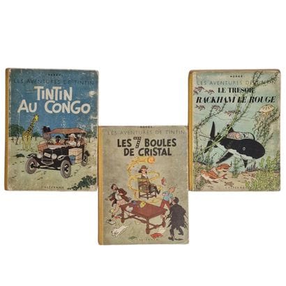 3 ALBUMS TINTIN (Hergé) Edition Casterman...