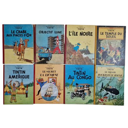 8 ALBUMS - TINTIN (Hergé) 
Edition Casterman...