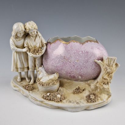 CAPO DI MONTE - A polychrome and gold porcelain...