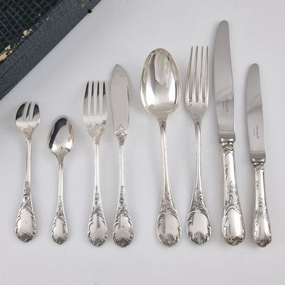 CHRISTOFLE - MODELE MARLY - 96 PIECES silver-plated...