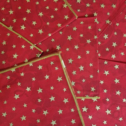 SET OF 9 TABLE CLOTHES in red polyester cotton...