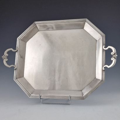 CHRISTOFLE - OCTOGONAL SERVICE PLATE with...