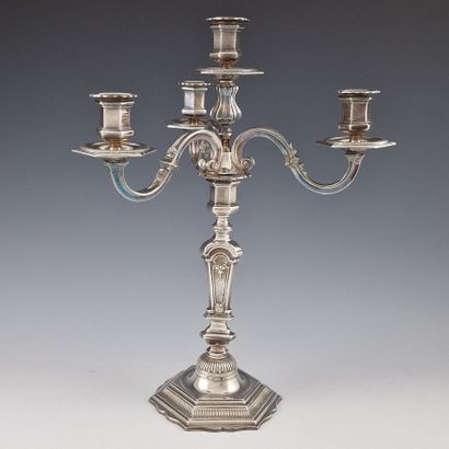 LARGE SILVERED BRONZE CANDELABER in the Louis...