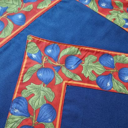 Modern navy blue cotton square napkin or...