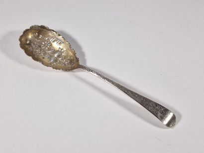FRUIT SPOON in silver and 925 Millièmes vermeil...