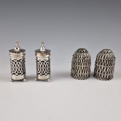 PAIR OF INDIVIDUAL 925 Millièmes Silver Cylindrical...