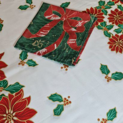 RECTANGULAR CHRISTMAS NAPPE in white cotton...