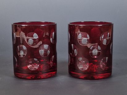 SET OF 6 WHISKY GOBELETS in red and white...
