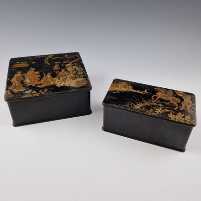 TWO RECTANGULAR BISCUITS BOXES in boiled...