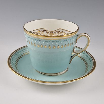 CELADON BLUE AND WHITE PORCELAIN CUP AND...