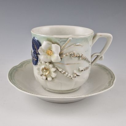 LARGE MUSTACHE CUP H. 9.5 cm AND ITS CUP...