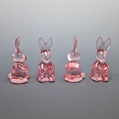 BACCARAT - SET OF 4 RABBIT STATUETTES FOR...