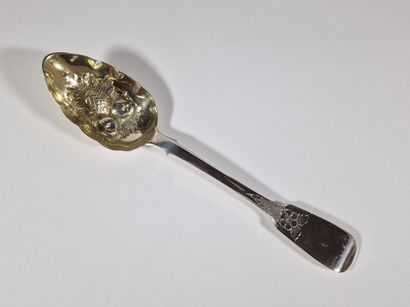 FRUIT SPOON in silver and 925 Millièmes vermeil...