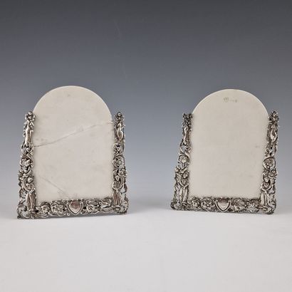 PAIR OF CHEVALET MENU HOLDERS with white...