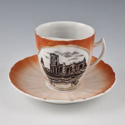 MUSTACHE CUP H. 9 cm AND ITS CUP with gadroons...