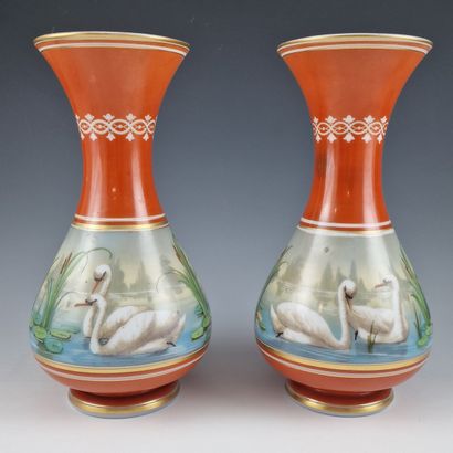 PAIRE DE VASES d'Epoque Napoléon III en verre...