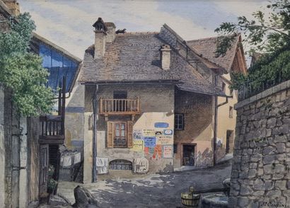 Joseph CONTINI (1827-1900)
Le vieil Aix-les-bains
AQUARELLE
Signée...