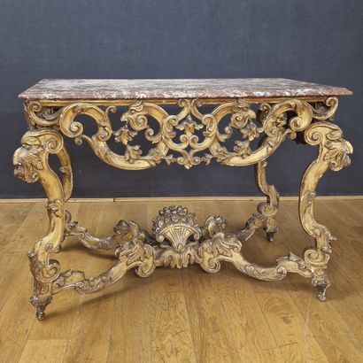 Gilded wood console table - Italy Second...