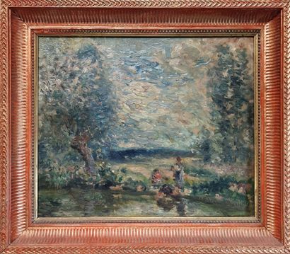 ECOLE MODERNE
Paysage fluvial animé - 1917...